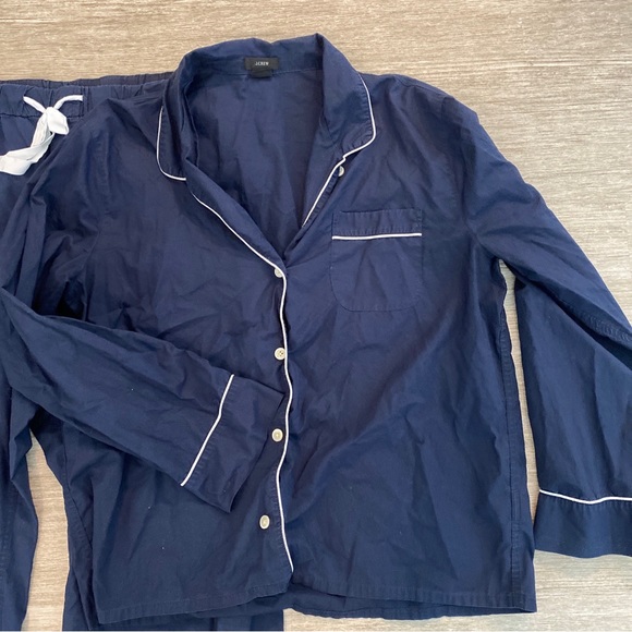 Women’s J Crew Long Sleeve 100% Cotton Pajama Set Blue Size L - Picture 2 of 6
